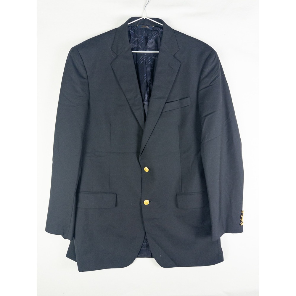 Brooks Brothers 1818 Madison Loro Piana Wool Blazer Mens 42 Navy Gold Buttons Pr